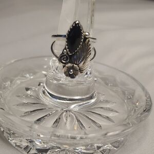 Vintage Navajo Silver and Black Women's Ring Sizes 8